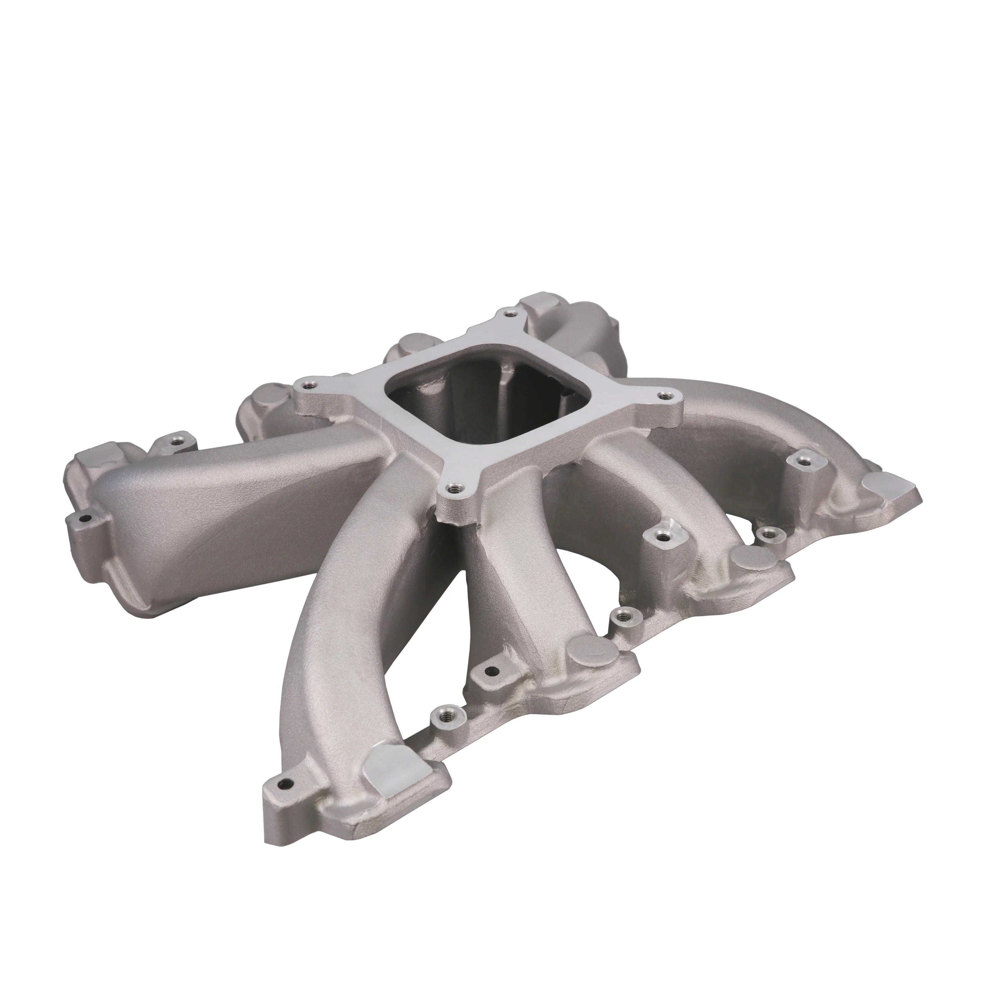 GM LS Cathedral Port Carbureted Single Plane Aluminum Intake Manifold - Satin