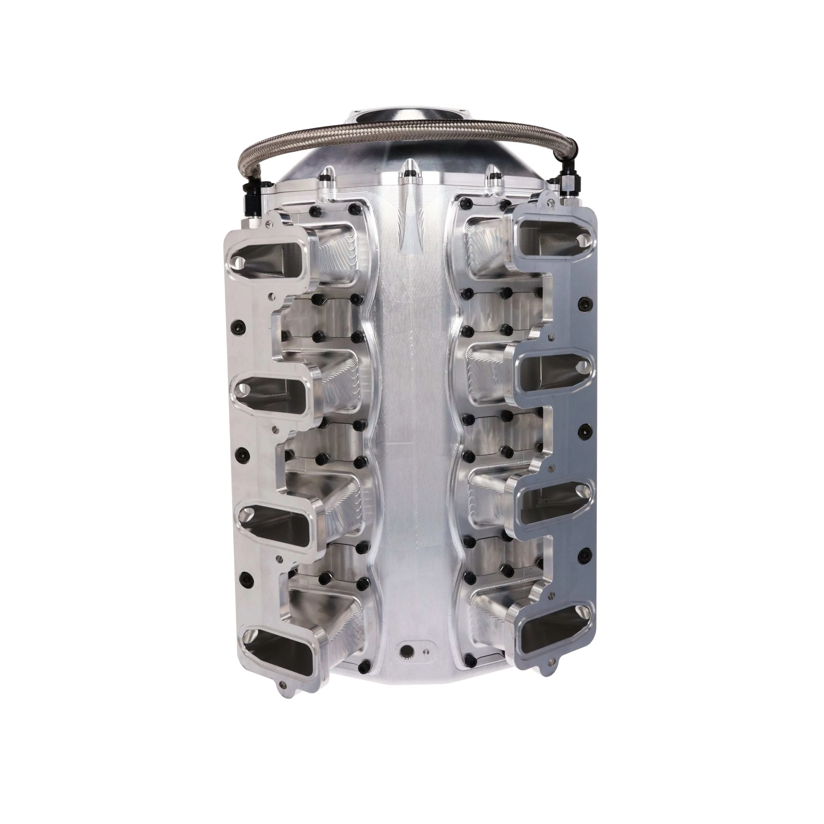 GM LS Cathedral Port V Series Billet Aluminum Low-Rise Intake Manifold - Natural - Image 4