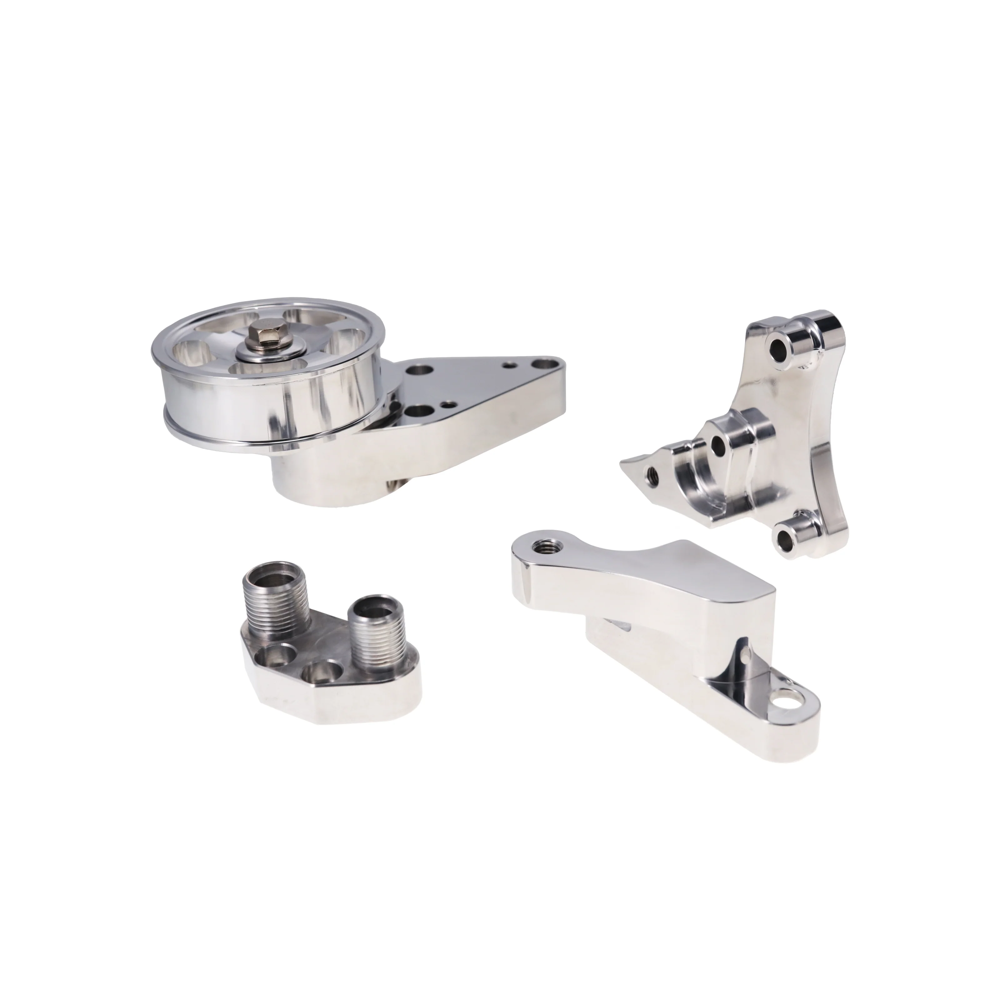 GM LS Serpentine Front Drive System Brackets, Pulleys, and Belt Tensioner - Polished - Image 4