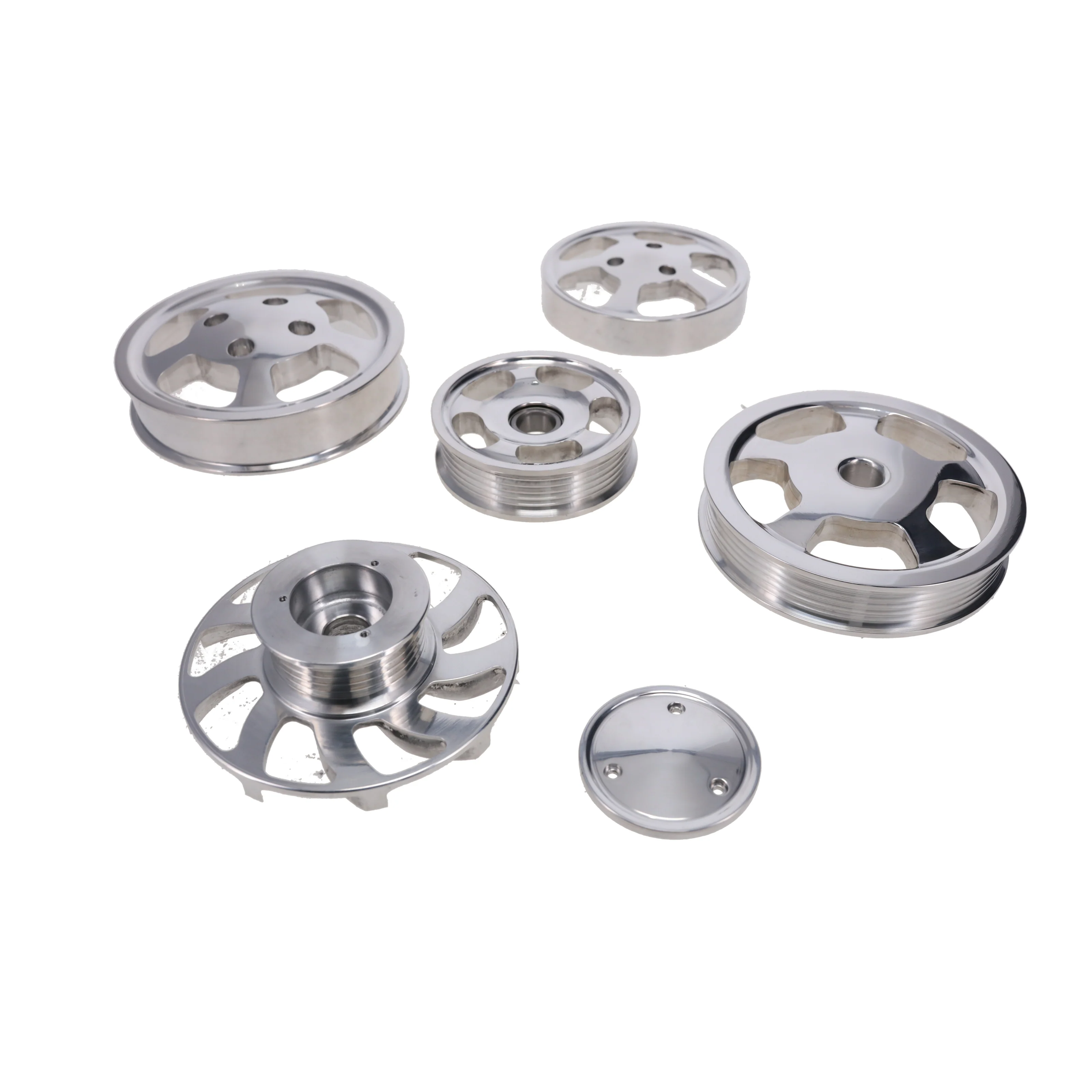 GM LS Serpentine Front Drive System Brackets, Pulleys, and Belt Tensioner - Polished - Image 5