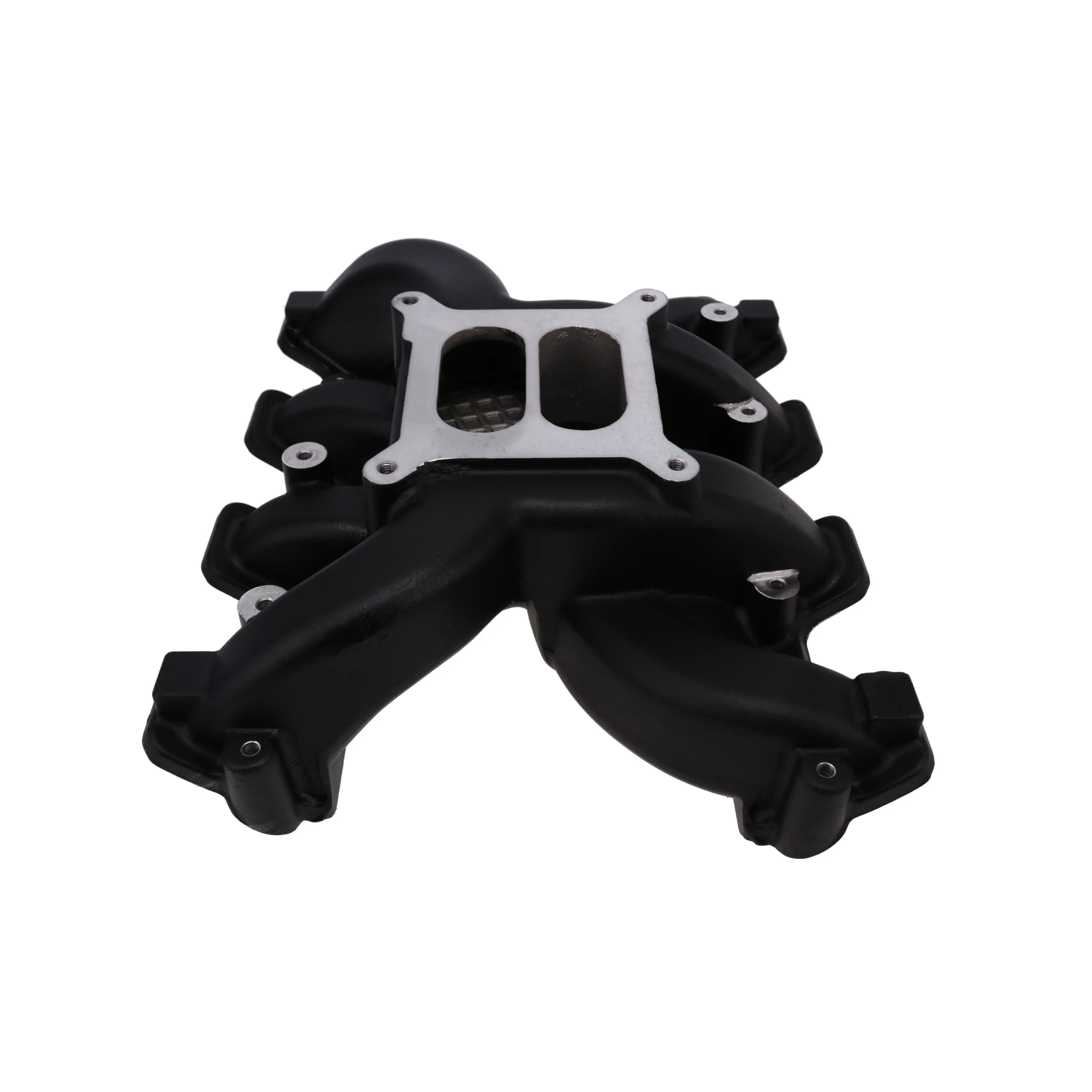GM LS Rectangle Port Carbureted Dual Plane Aluminum Intake Manifold - Black - Image 2