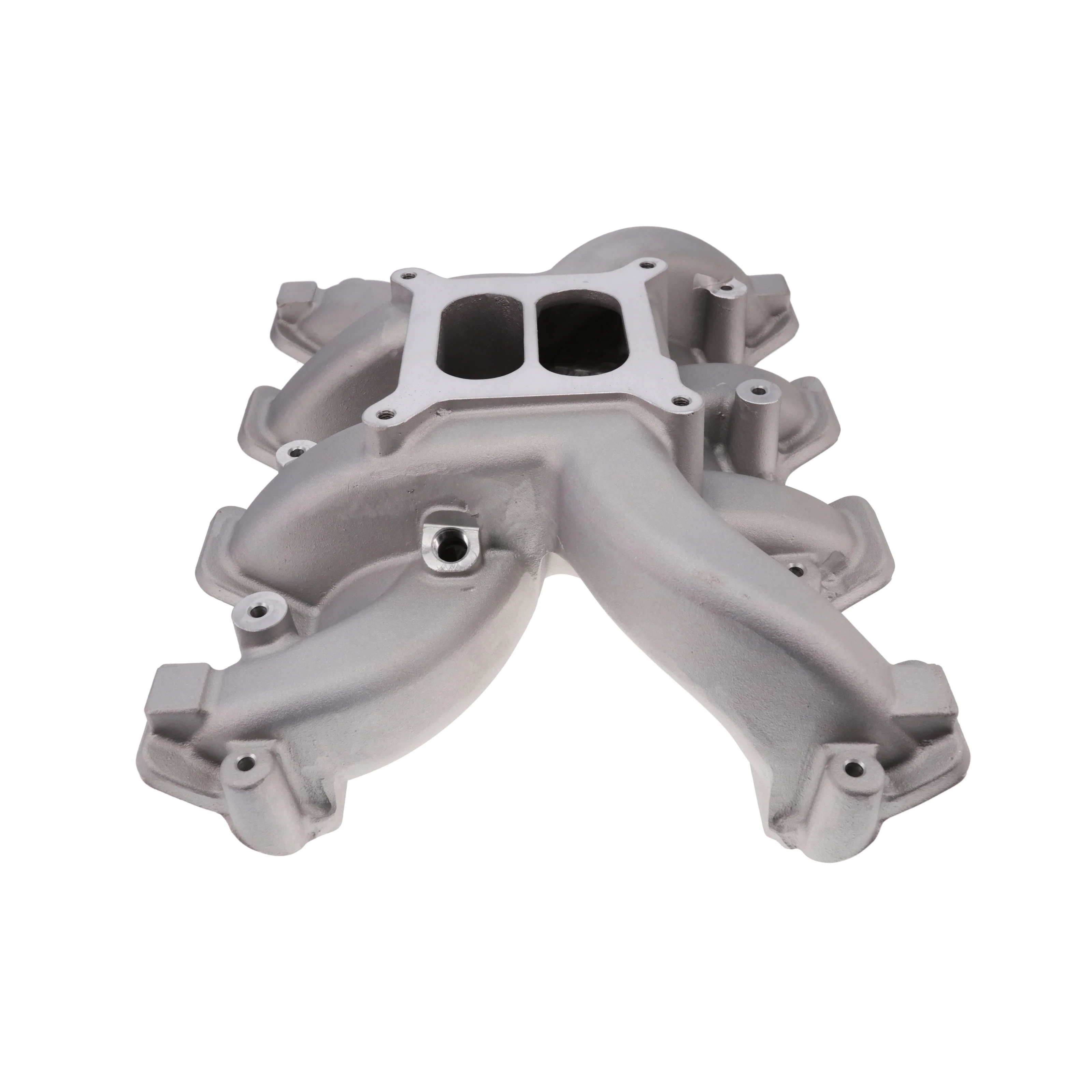 GM LS Rectangle Port Carbureted Dual Plane Aluminum Intake Manifold - Satin - Image 2