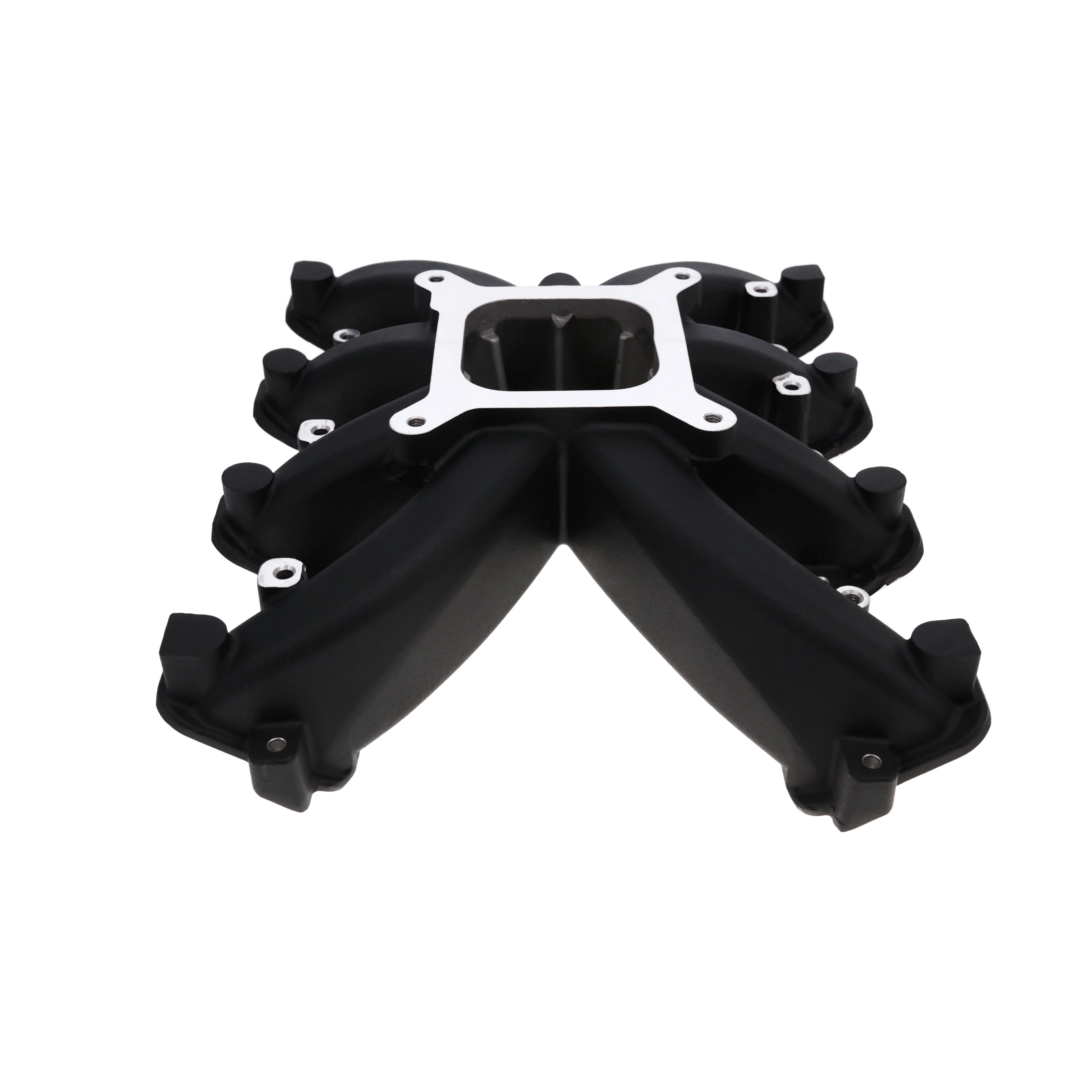GM LS Rectangle Port Carbureted Single Plane Aluminum Intake Manifold - Black - Image 2