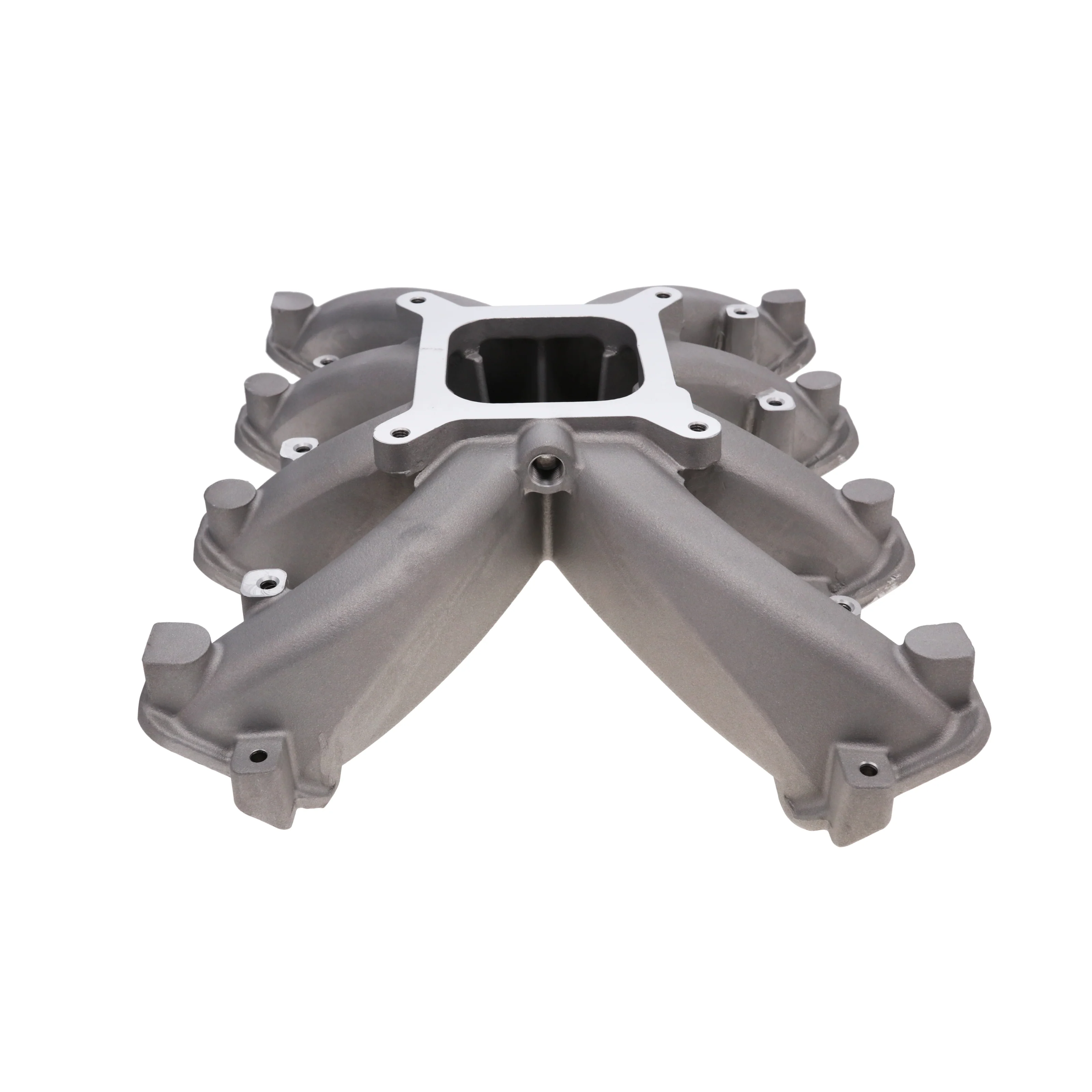 GM LS Rectangle Port Carbureted Single Plane Aluminum Intake Manifold - Satin - Image 2