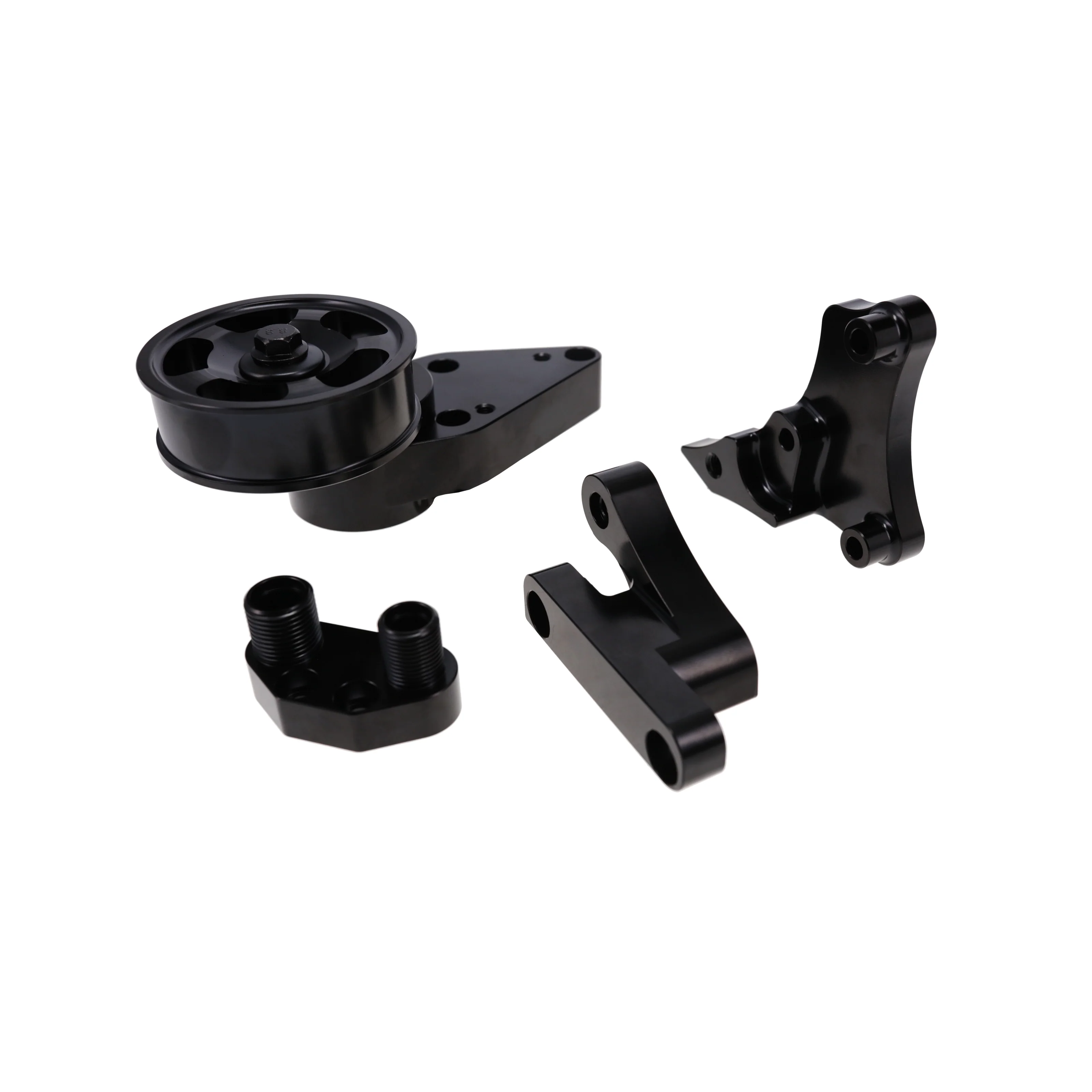 GM LS Serpentine Front Drive System Brackets, Pulleys, and Belt Tensioner - Black - Image 3
