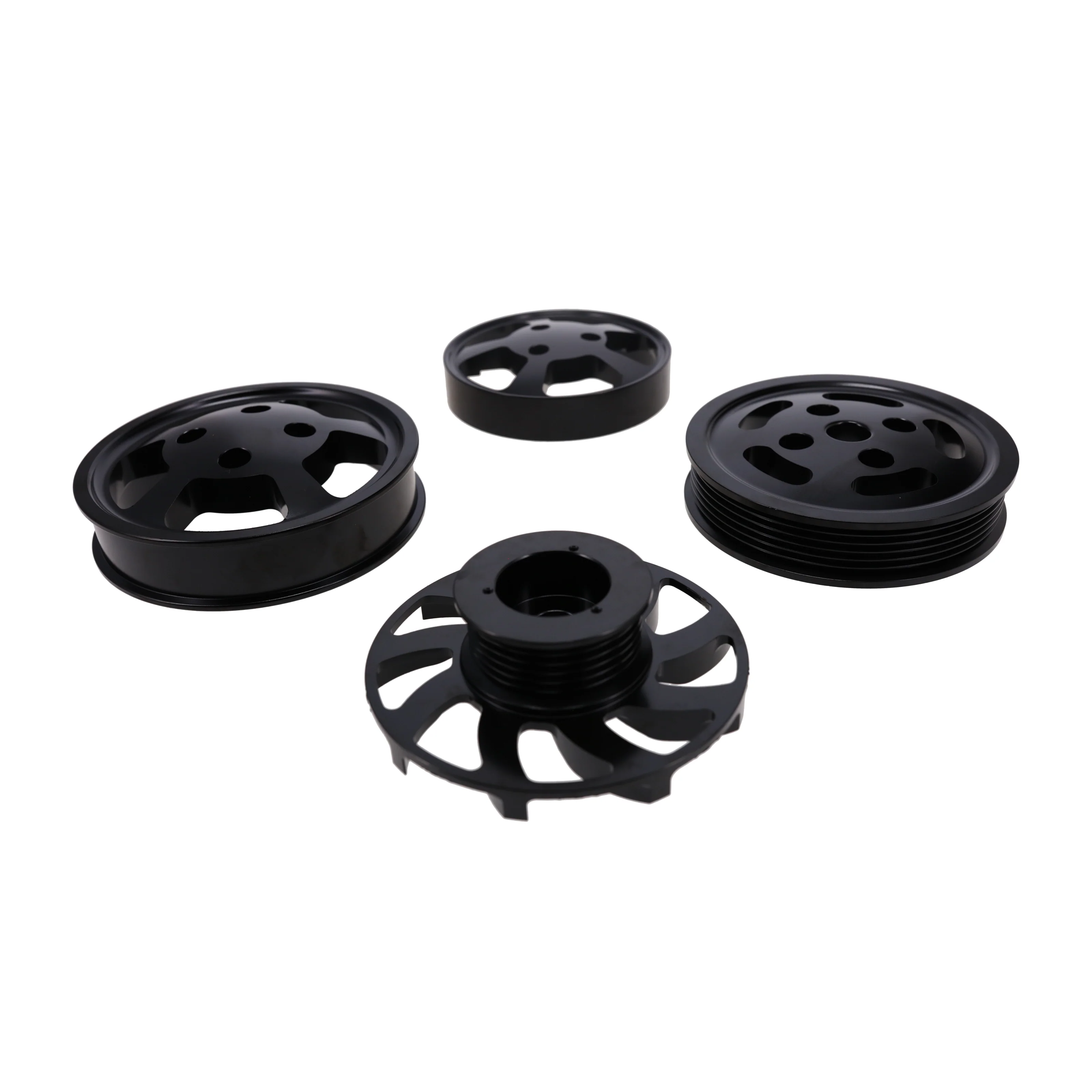 GM LS Serpentine Front Drive System Brackets, Pulleys, and Belt Tensioner - Black - Image 4