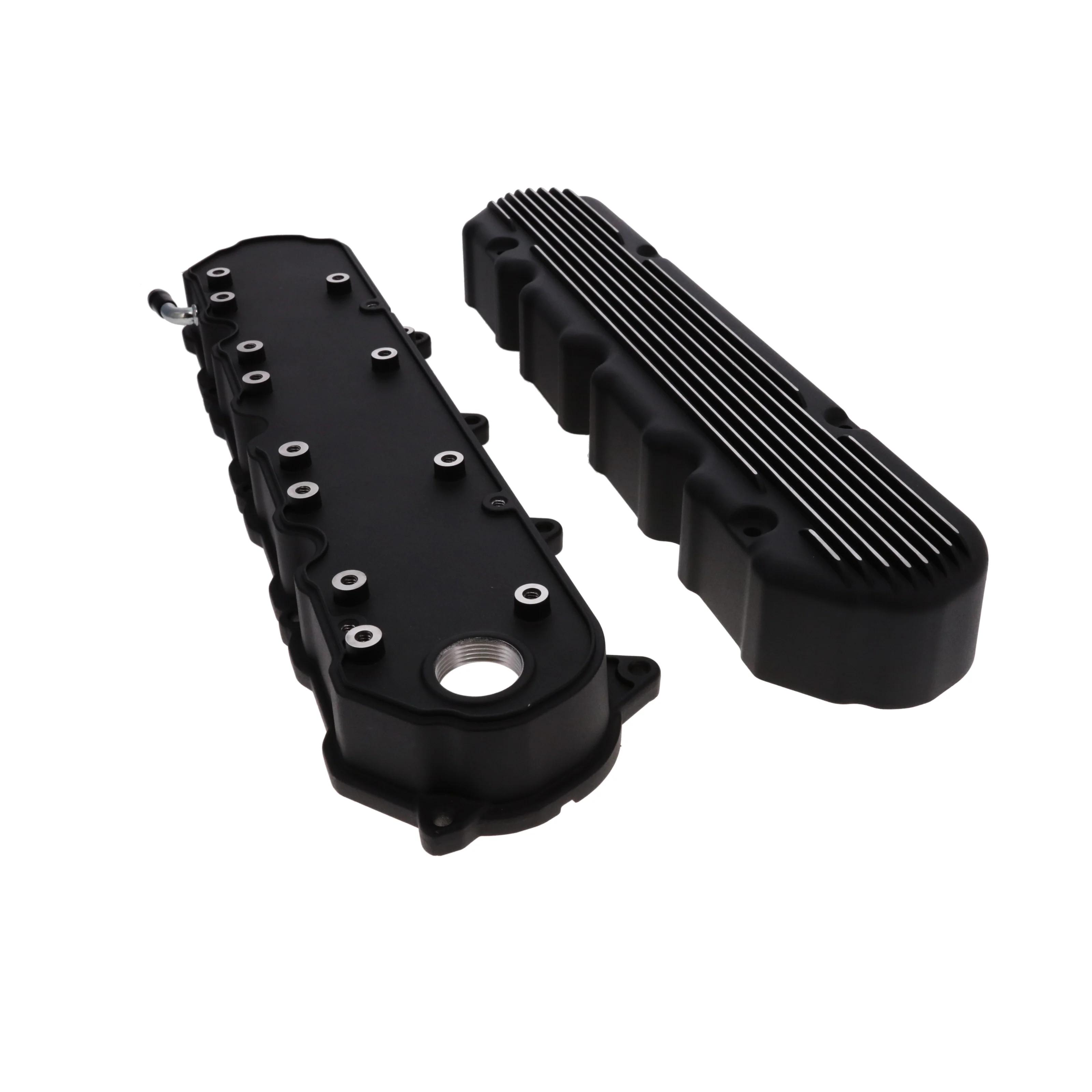 GM LT Finned Cast Aluminum Valve Covers with Coil Mounts and Covers - Black - Image 2