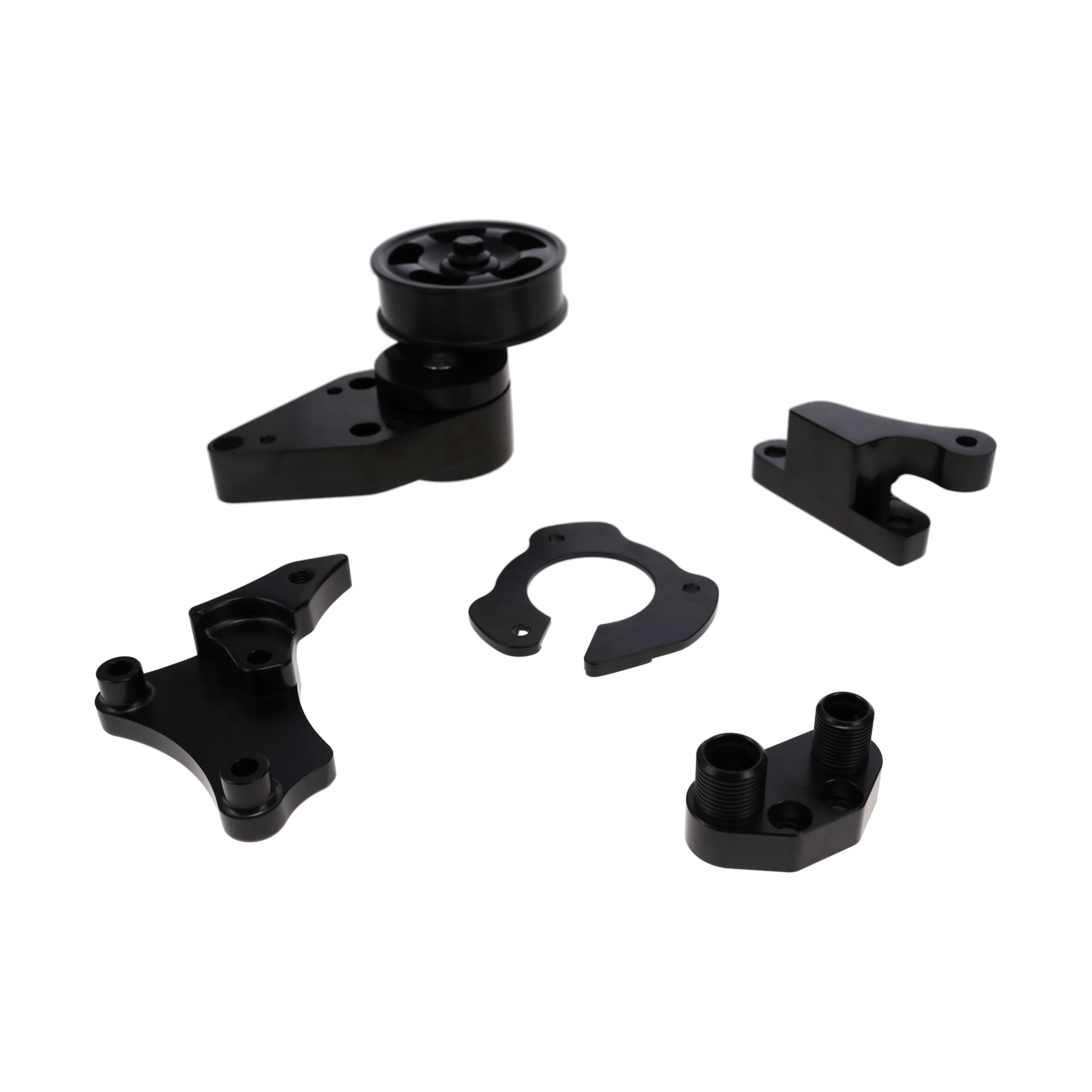 GM LT Serpentine Front Drive System Brackets, Pulleys, and Belt Tensioner - Black - Image 4