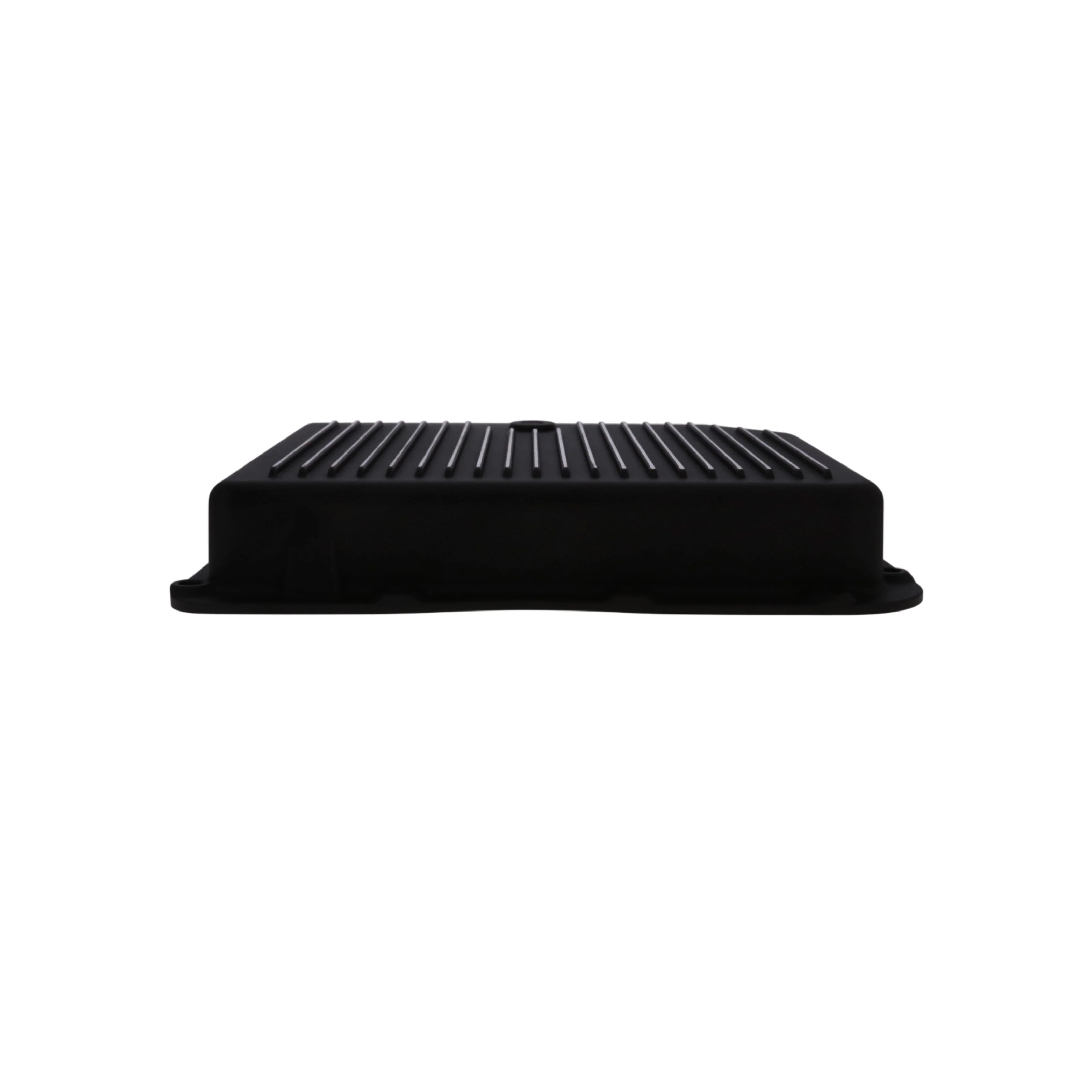 GM TH350 Finned Aluminum Transmission Pan, Stock Depth - Black - Image 3