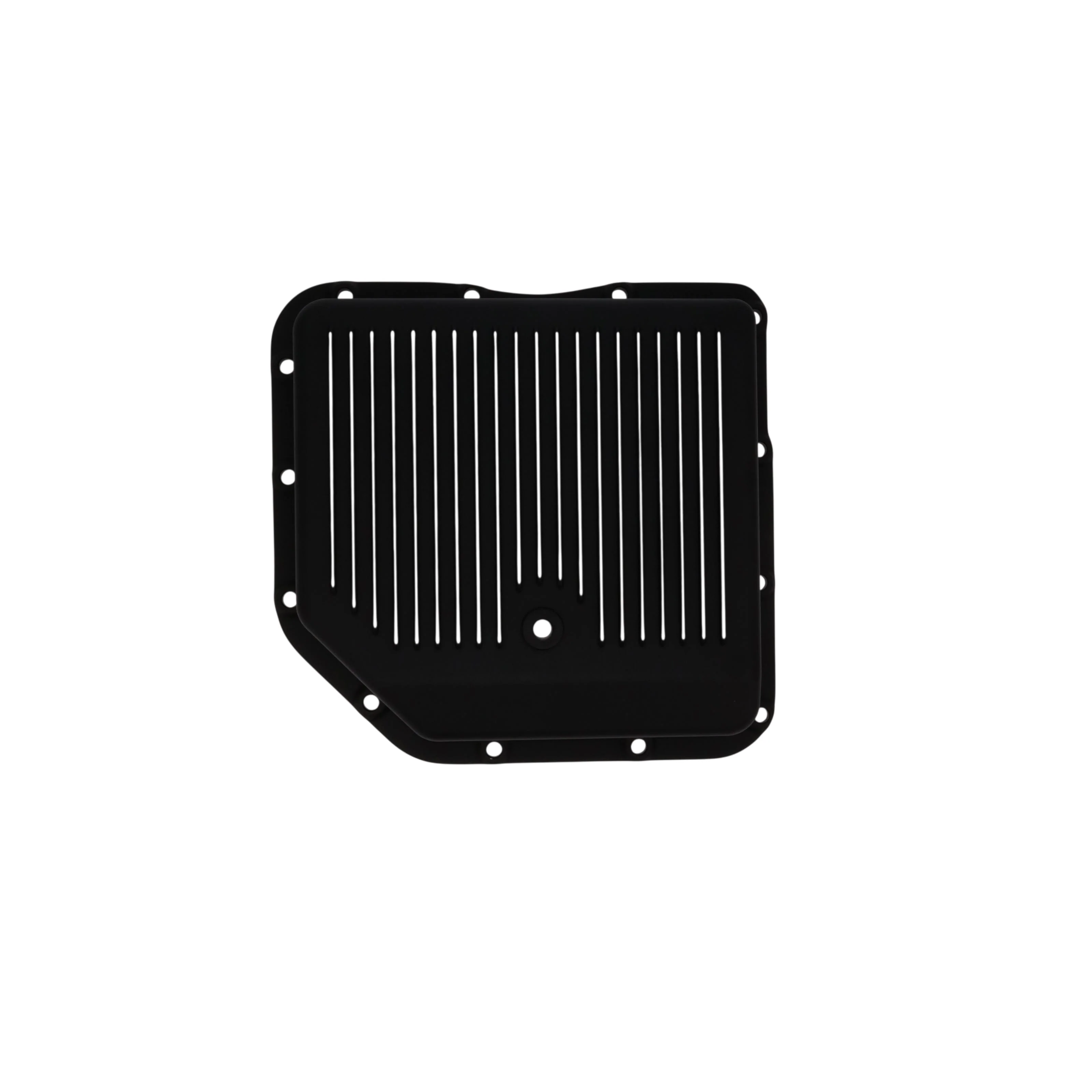 GM TH350 Finned Aluminum Transmission Pan, Stock Depth - Black - Image 4