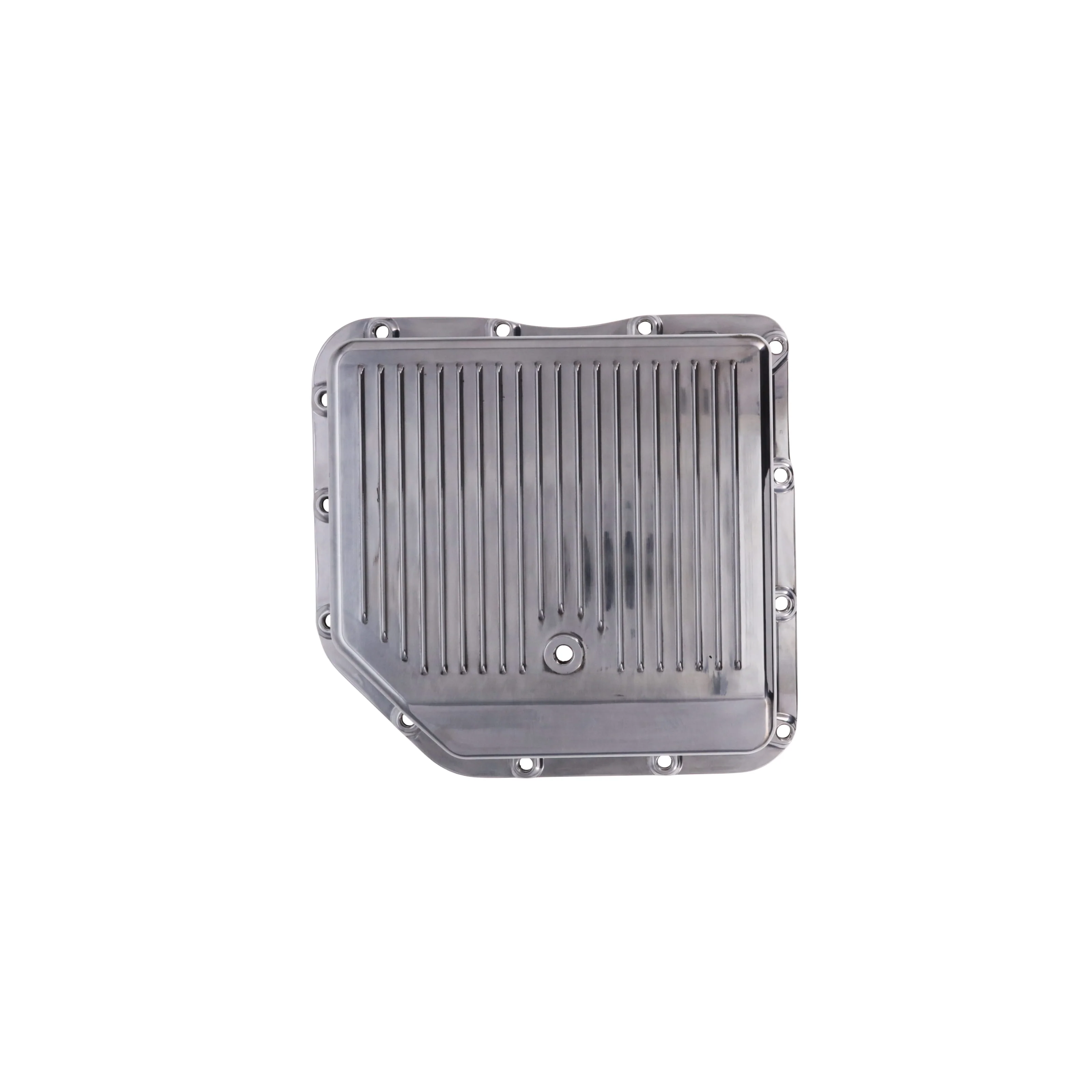GM TH350 Finned Aluminum Transmission Pan, Stock Depth - Polished - Image 3