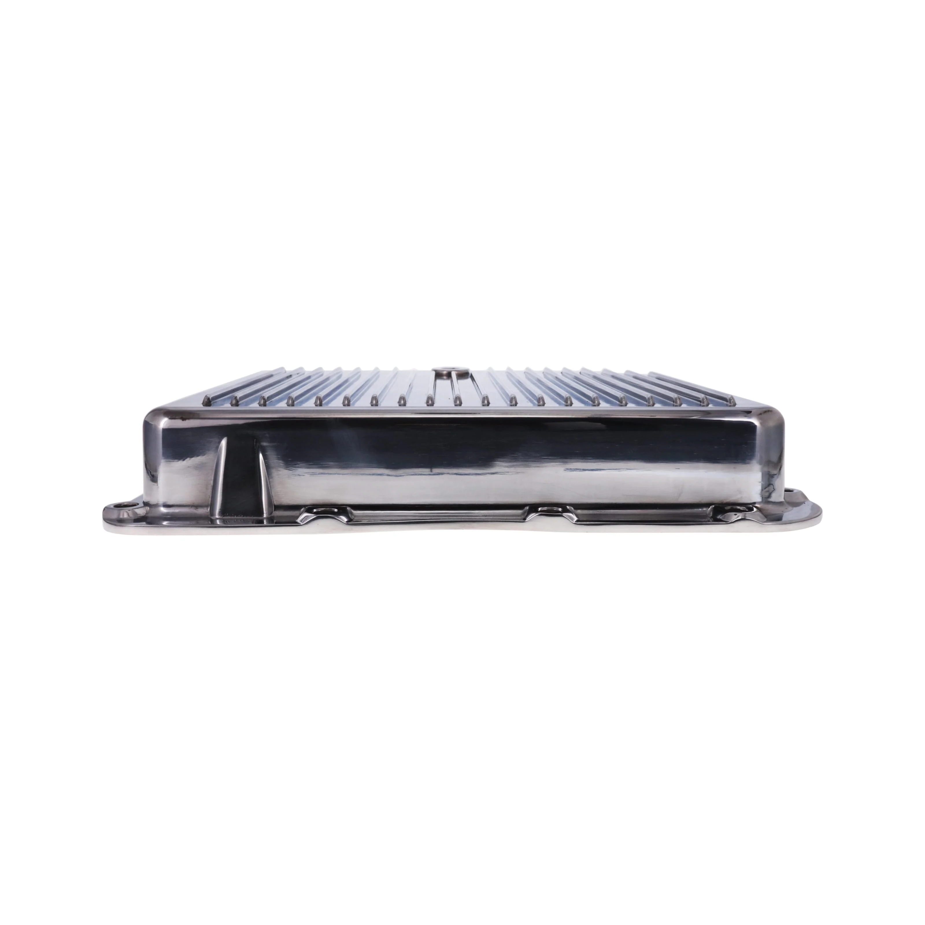 GM TH350 Finned Aluminum Transmission Pan, Stock Depth - Polished - Image 4