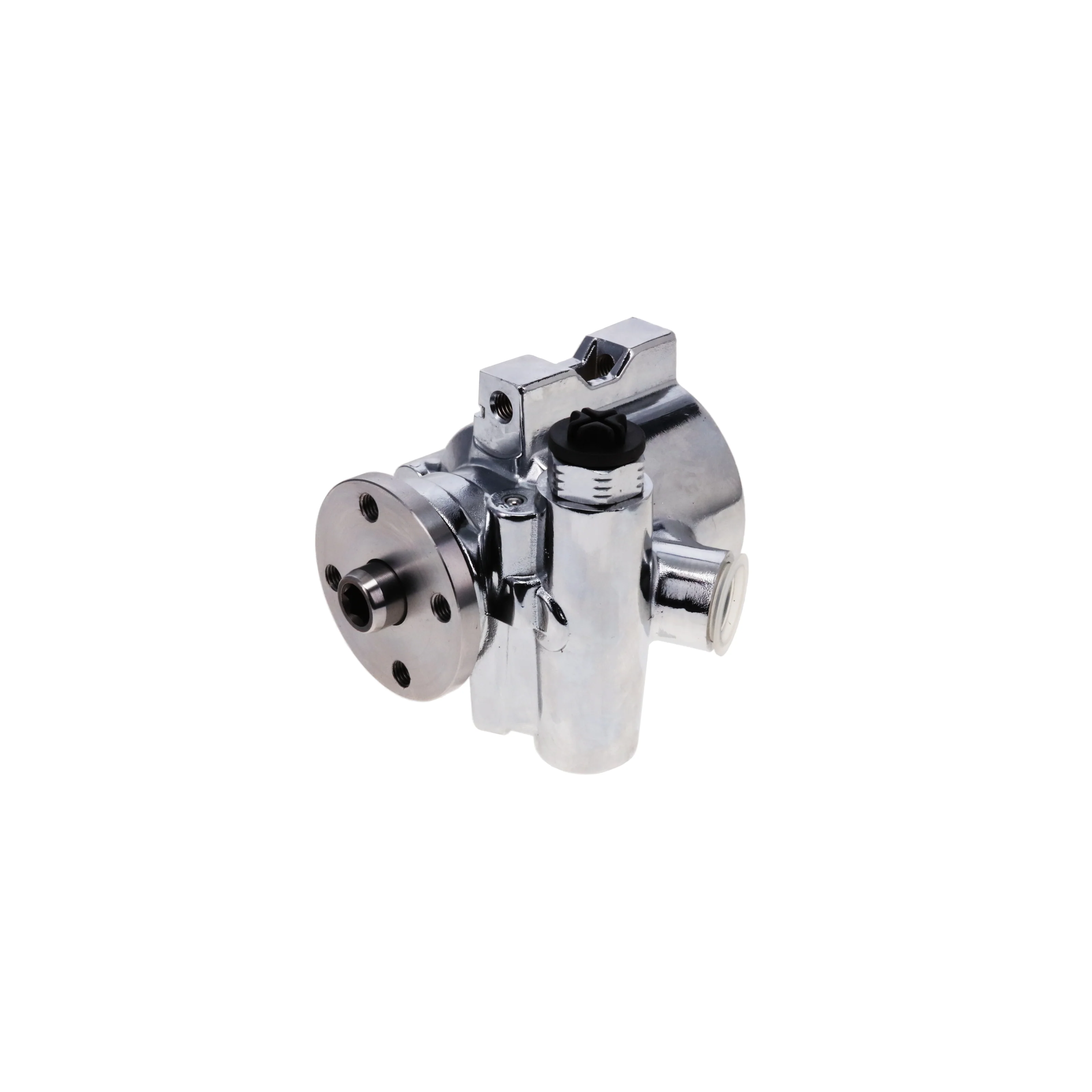 GM Type II Style Power Steering Pump for Integral Reservoir with Pulley Hub - Chrome