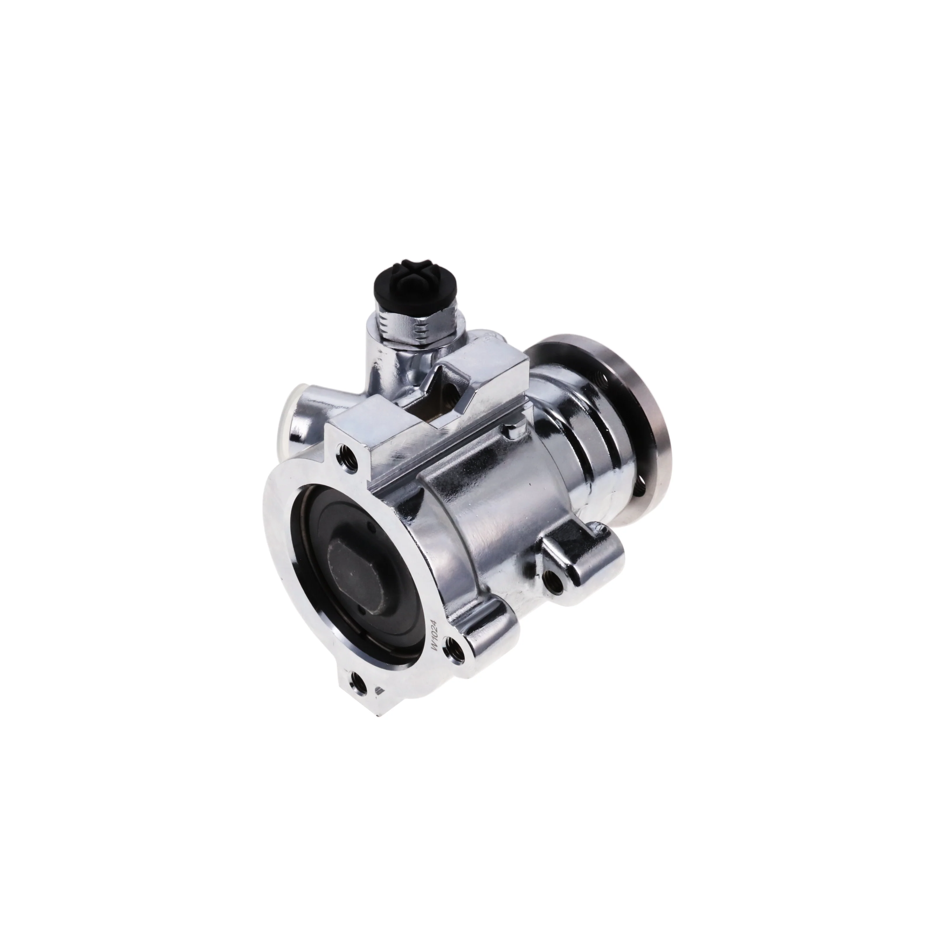 GM Type II Style Power Steering Pump for Integral Reservoir with Pulley Hub - Chrome - Image 2