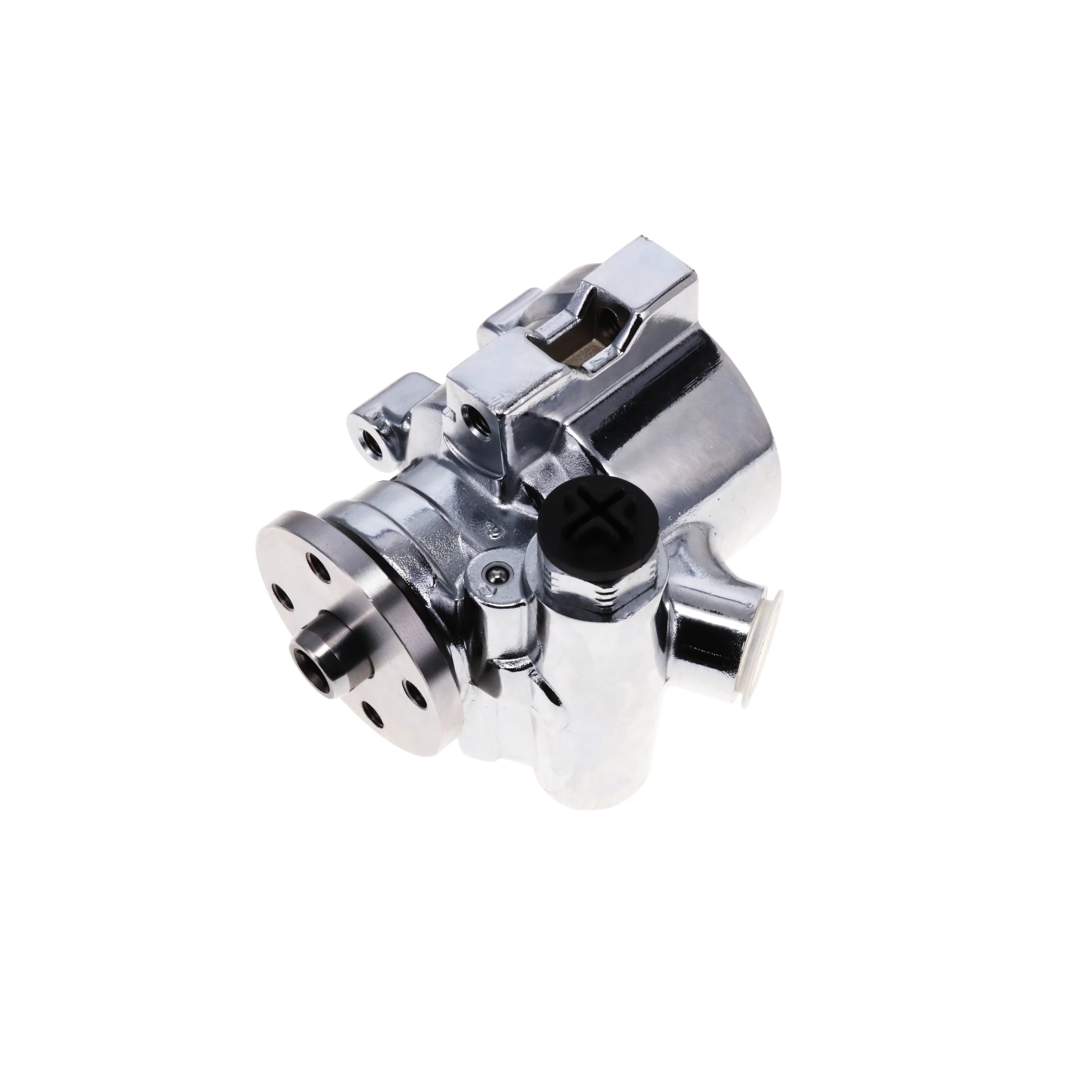 GM Type II Style Power Steering Pump for Integral Reservoir with Pulley Hub - Chrome - Image 4