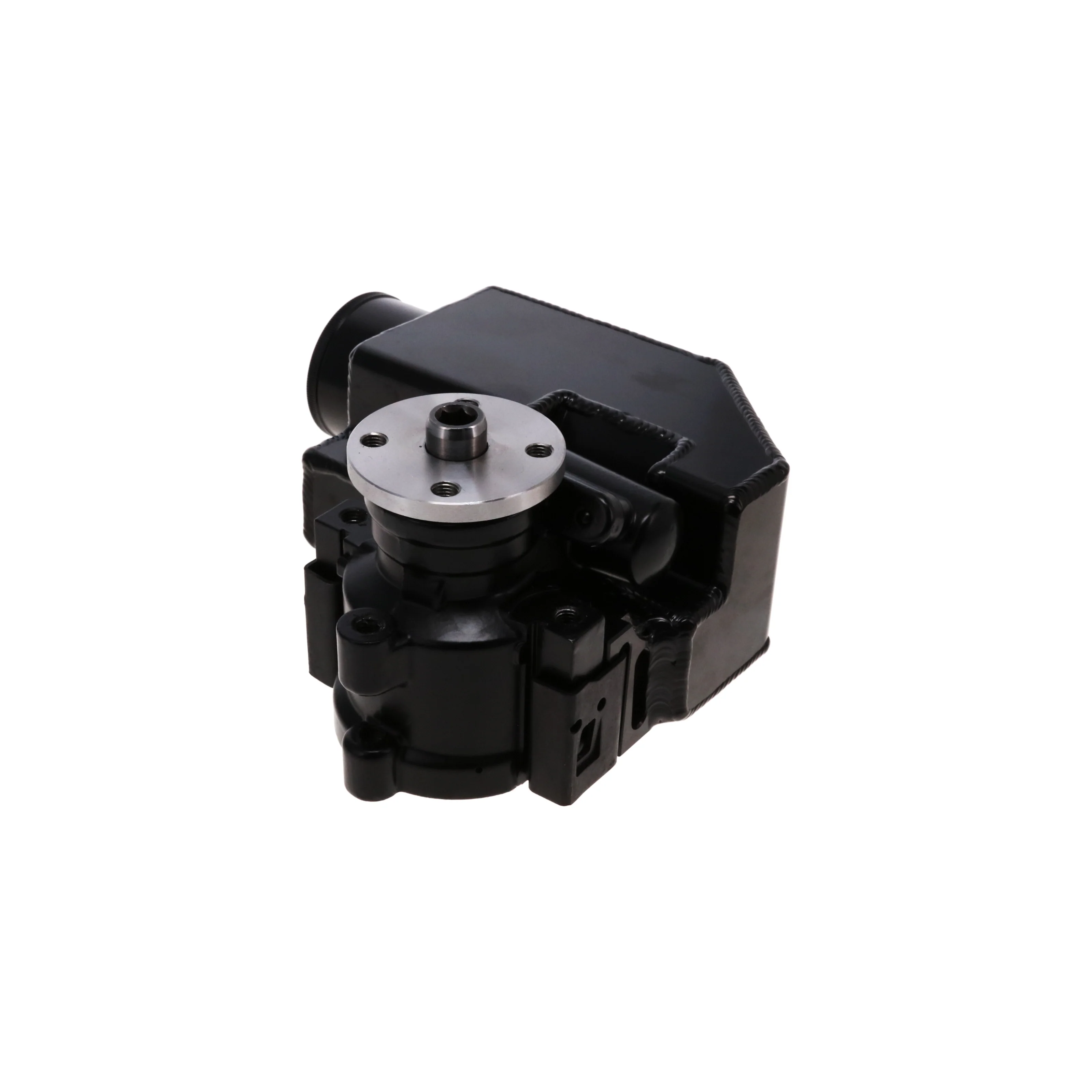 GM Type II Style Power Steering Pump with 18 oz Fabricated Aluminum Reservoir and Pulley Hub - Black - Image 4