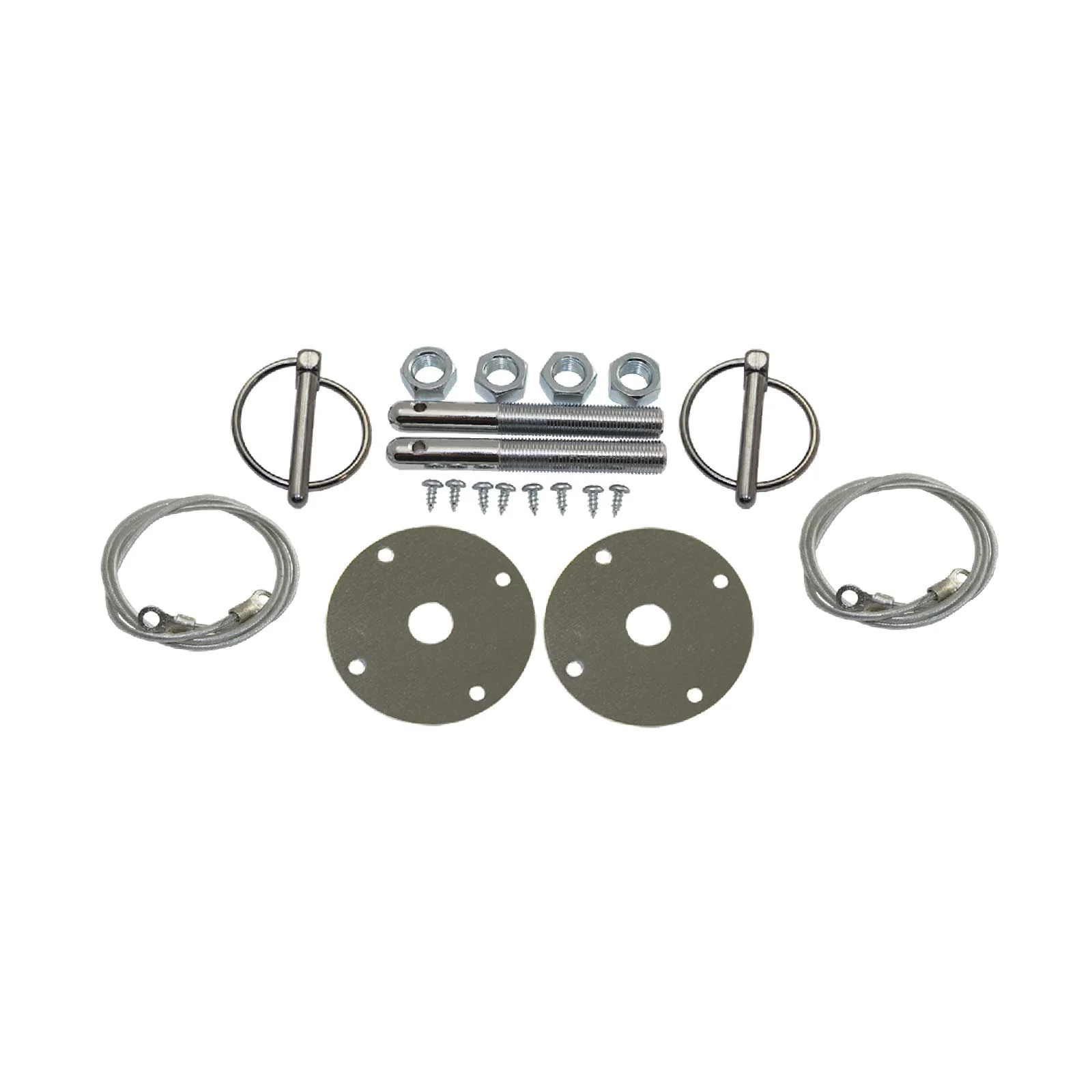 4" x 1/2" Hood Pin Kit with 3/16" Torsion (Flip-Over) Clips and Lanyards