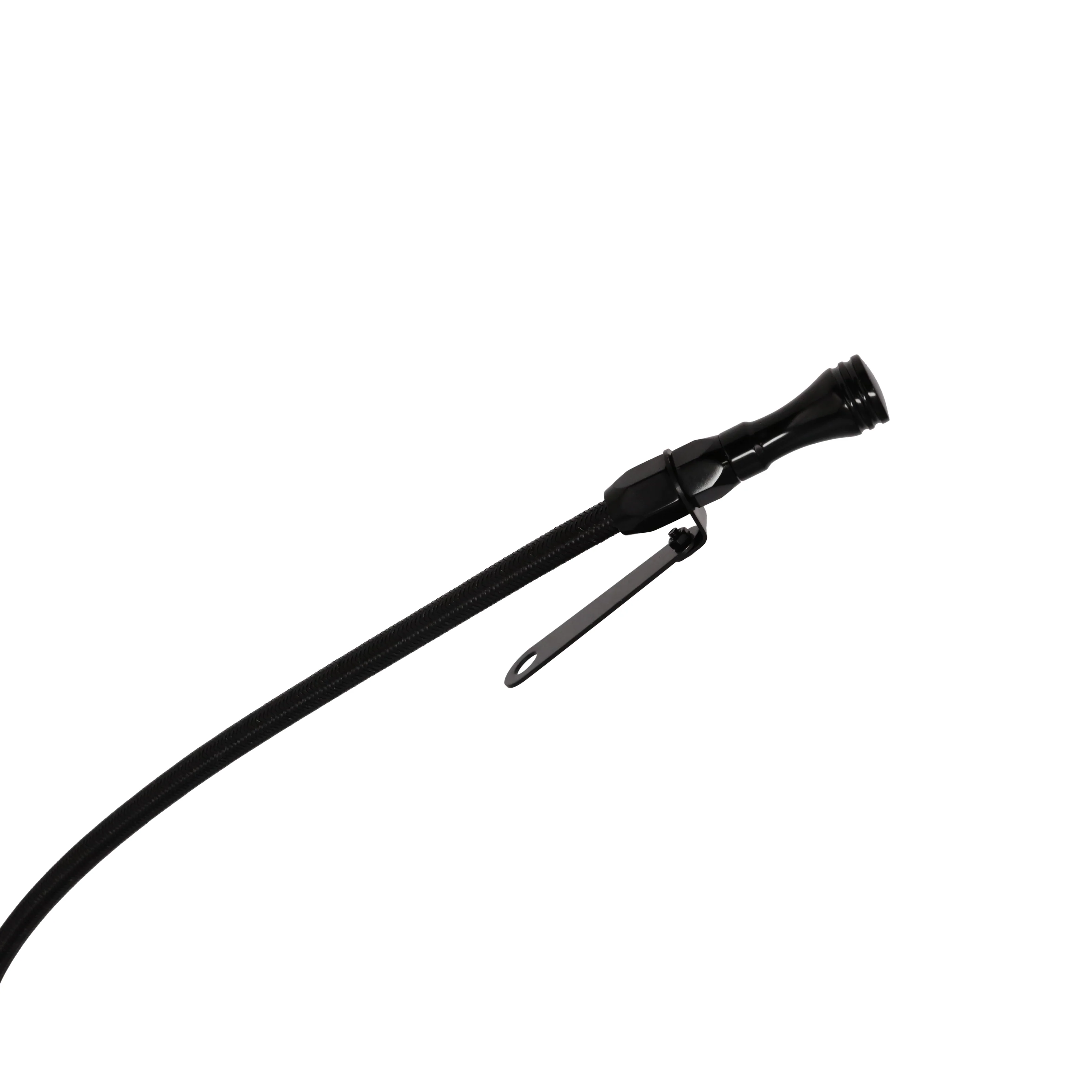 LS Braided Stainless Steel Oil Dipstick with Billet Aluminum Handle for Front Sump Pan - Black - Image 3