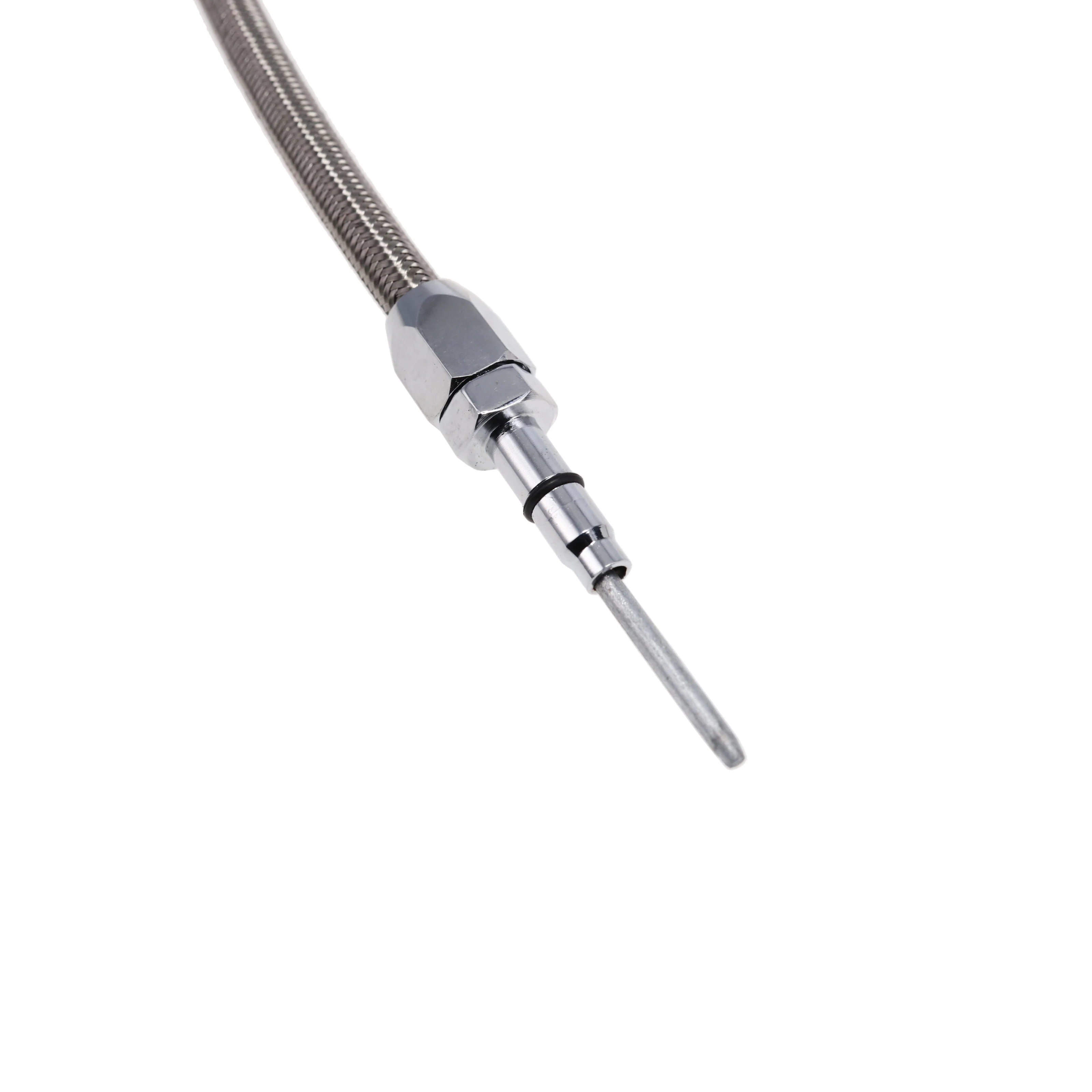 LS Braided Stainless Steel Oil Dipstick with Billet Aluminum Handle for Front Sump Pan - Chrome - Image 2