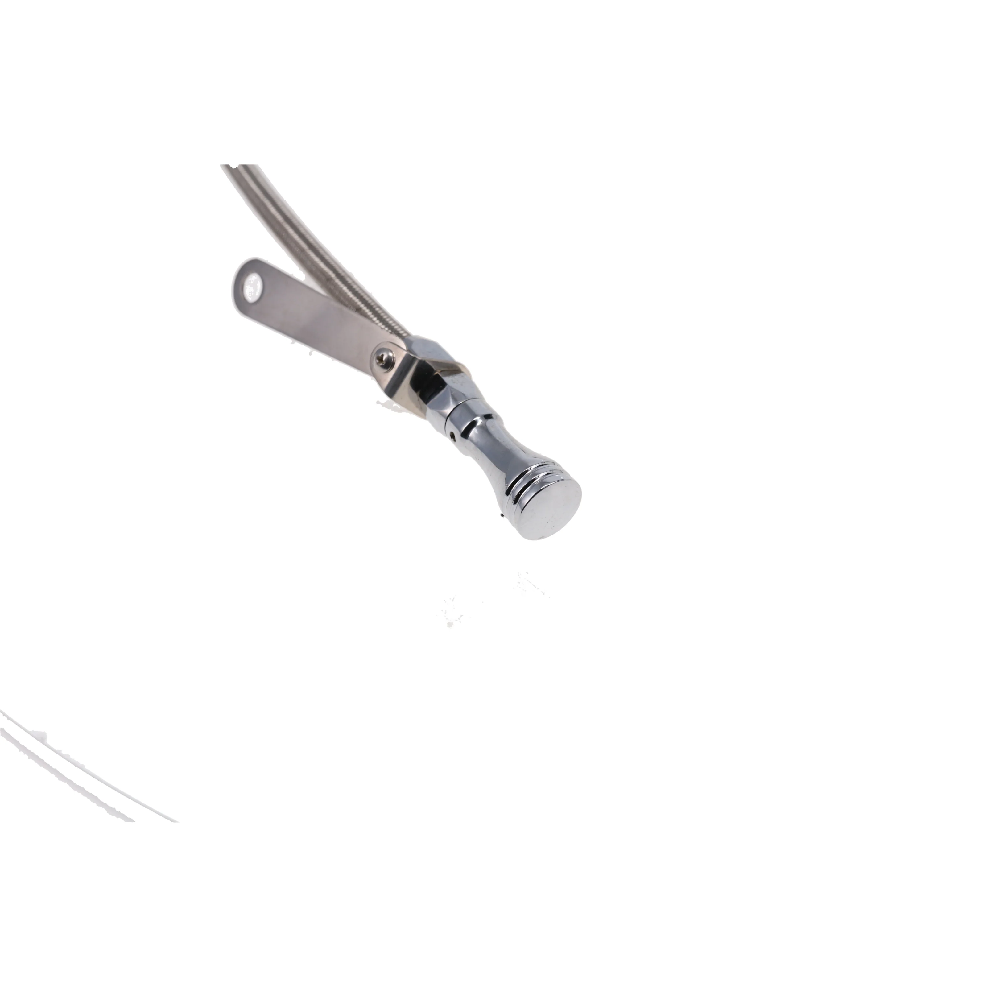 LS Braided Stainless Steel Oil Dipstick with Billet Aluminum Handle for Front Sump Pan - Chrome - Image 3