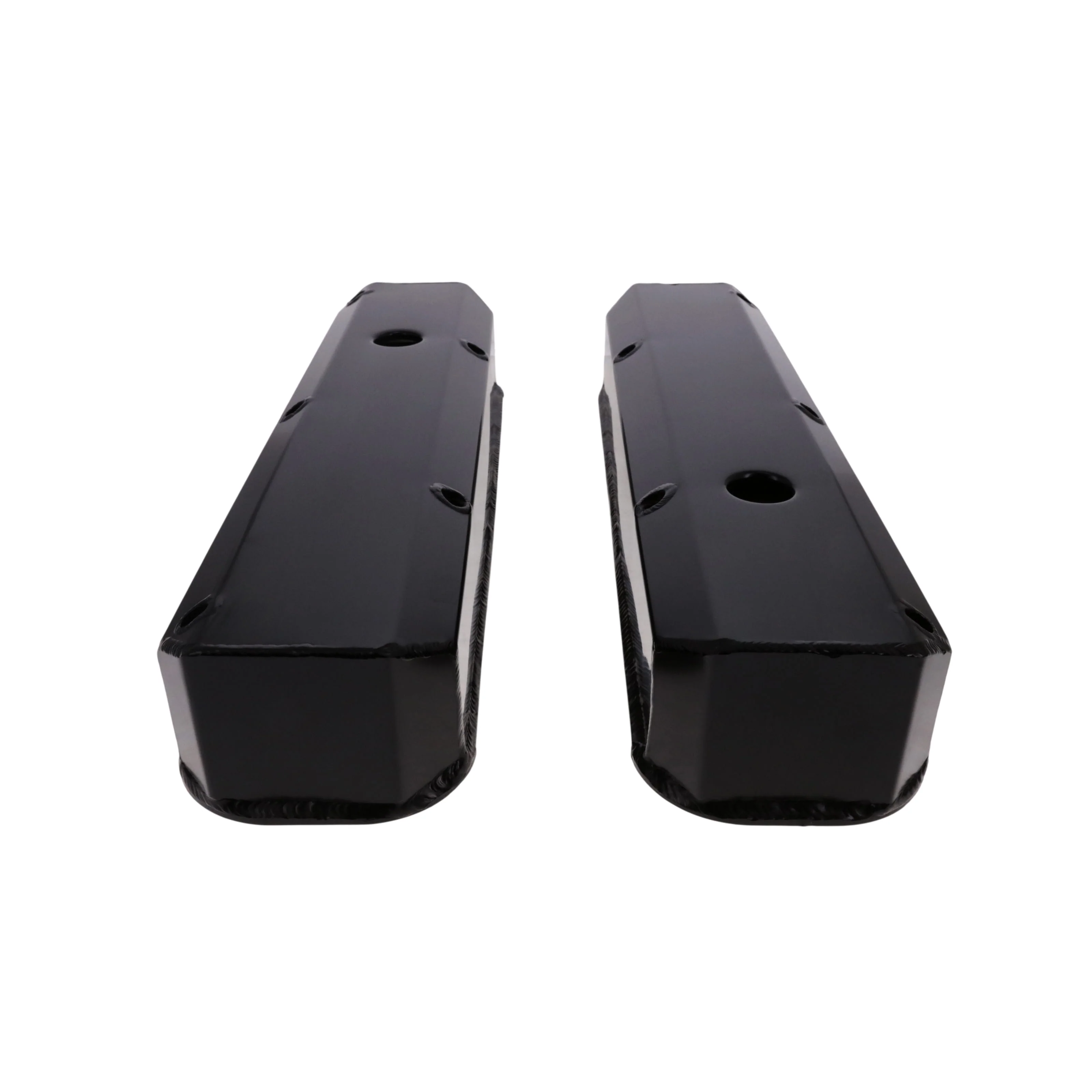 Mopar Small Block Long Bolt Fabricated Aluminum Valve Covers with Breather Holes - Black - Image 2