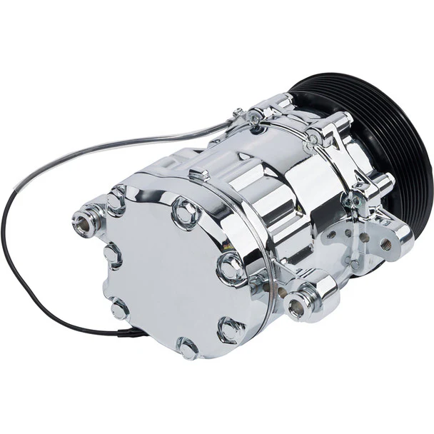 Peanut Style AC Compressor, Chrome, 8 Rib Clutch - Chrome - Image 2
