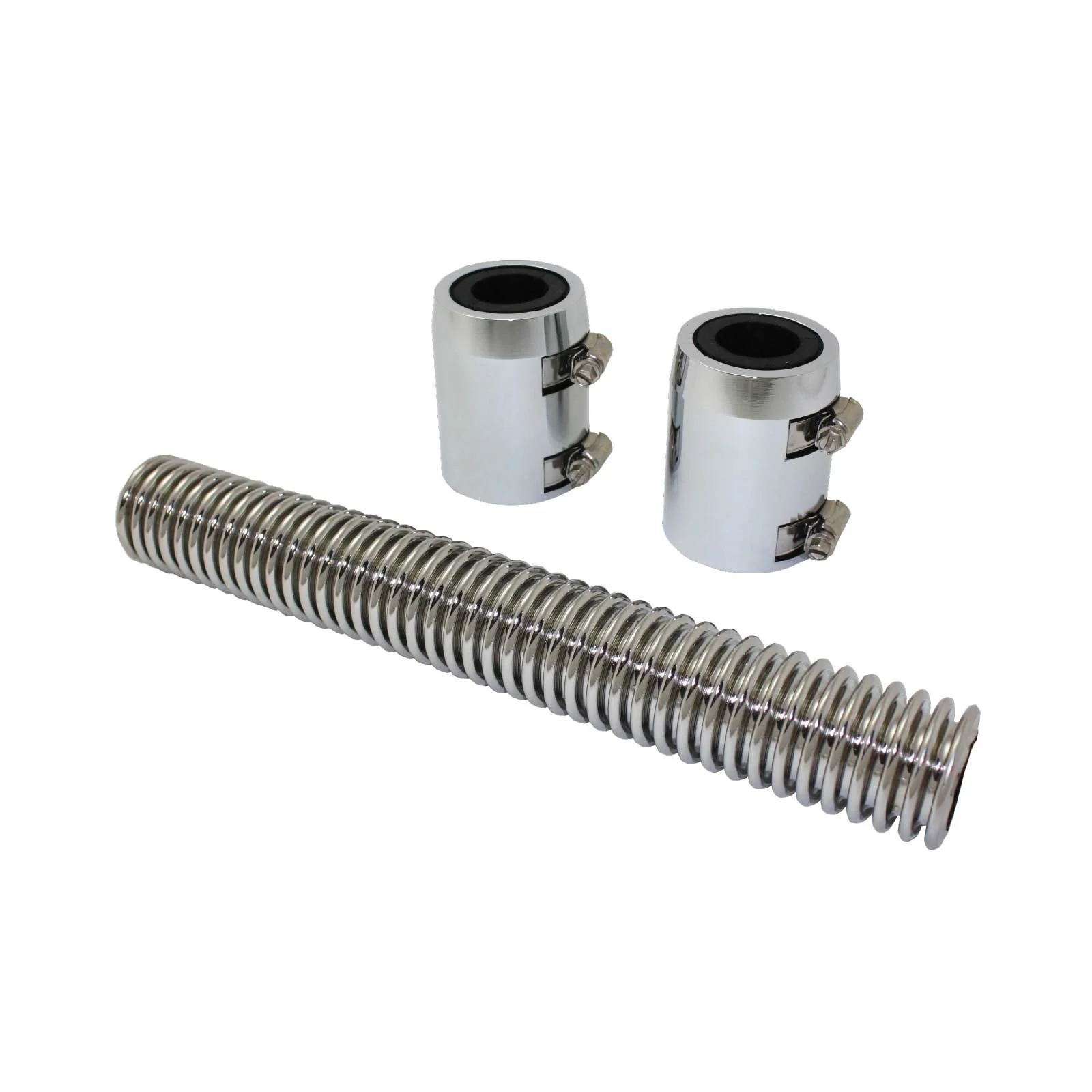 Polished Stainless Steel Flexible Radiator Hose Kit - 12 Inches