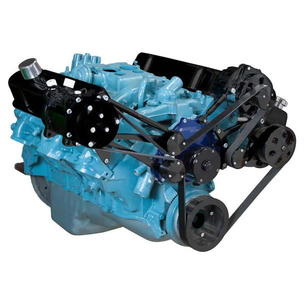 Pontiac Serpentine Conversion - AC, Power Steering & Alternator - Electric Water Pump - Black - Image 3