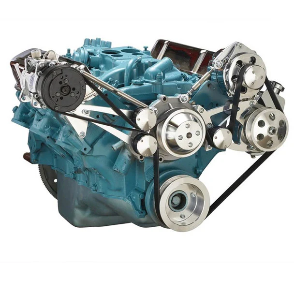 Pontiac Serpentine Conversion - AC, Power Steering & Alternator - Polished - Image 3