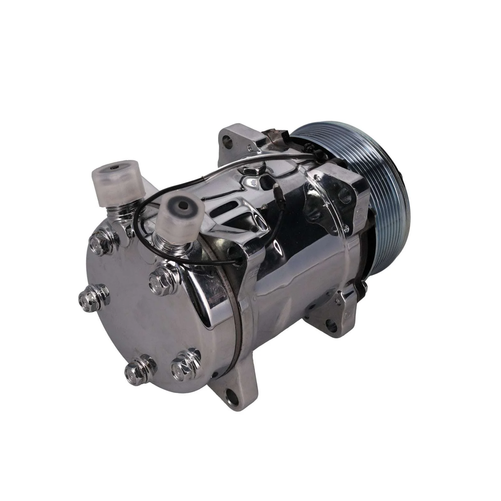 Sanden 508 Style Silver Clutch Serpentine A/C Compressor - Image 2