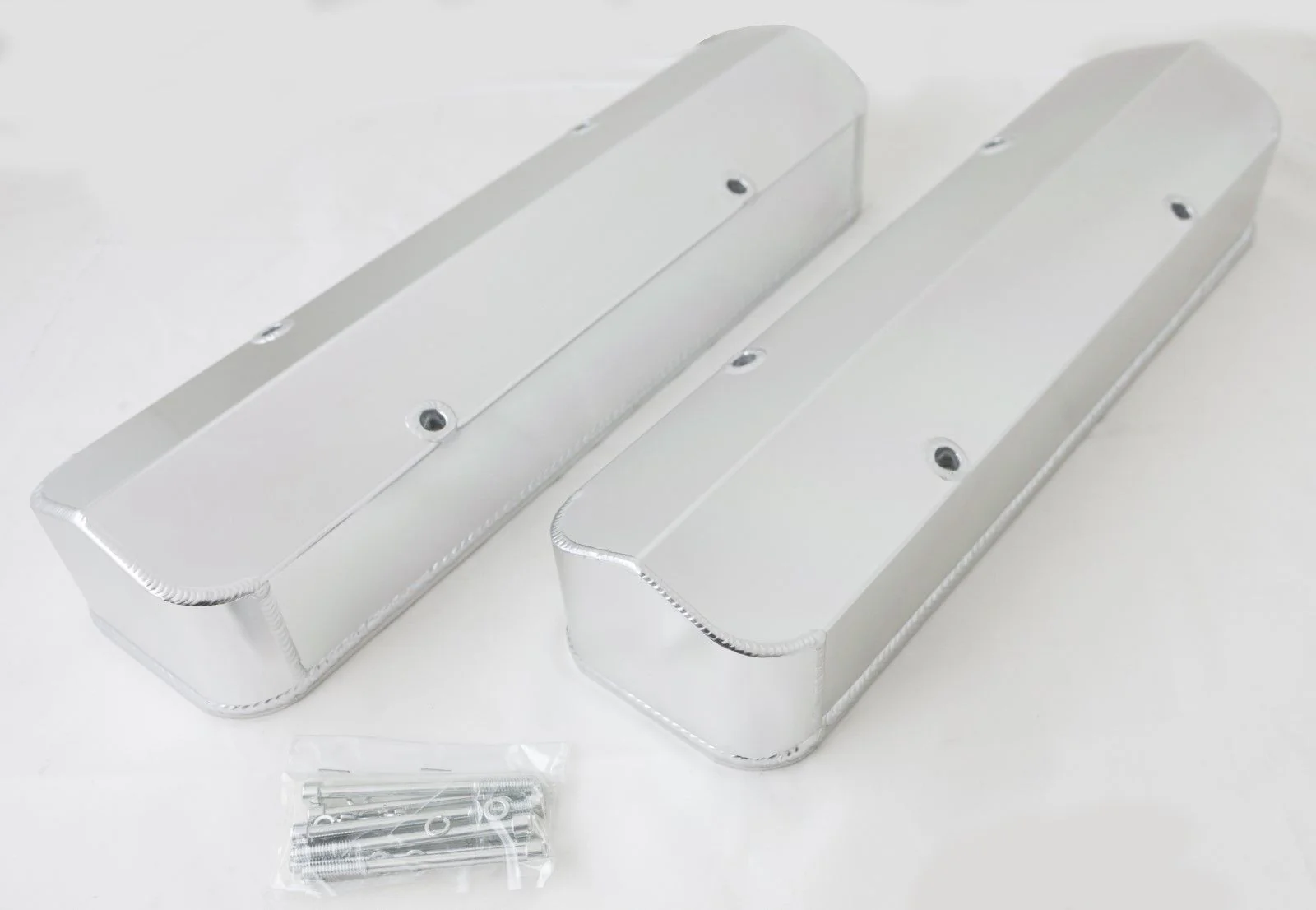 Chevy Small Block Rounded Edge Triangle Top Fabricated Aluminum Valve Covers - Image 2