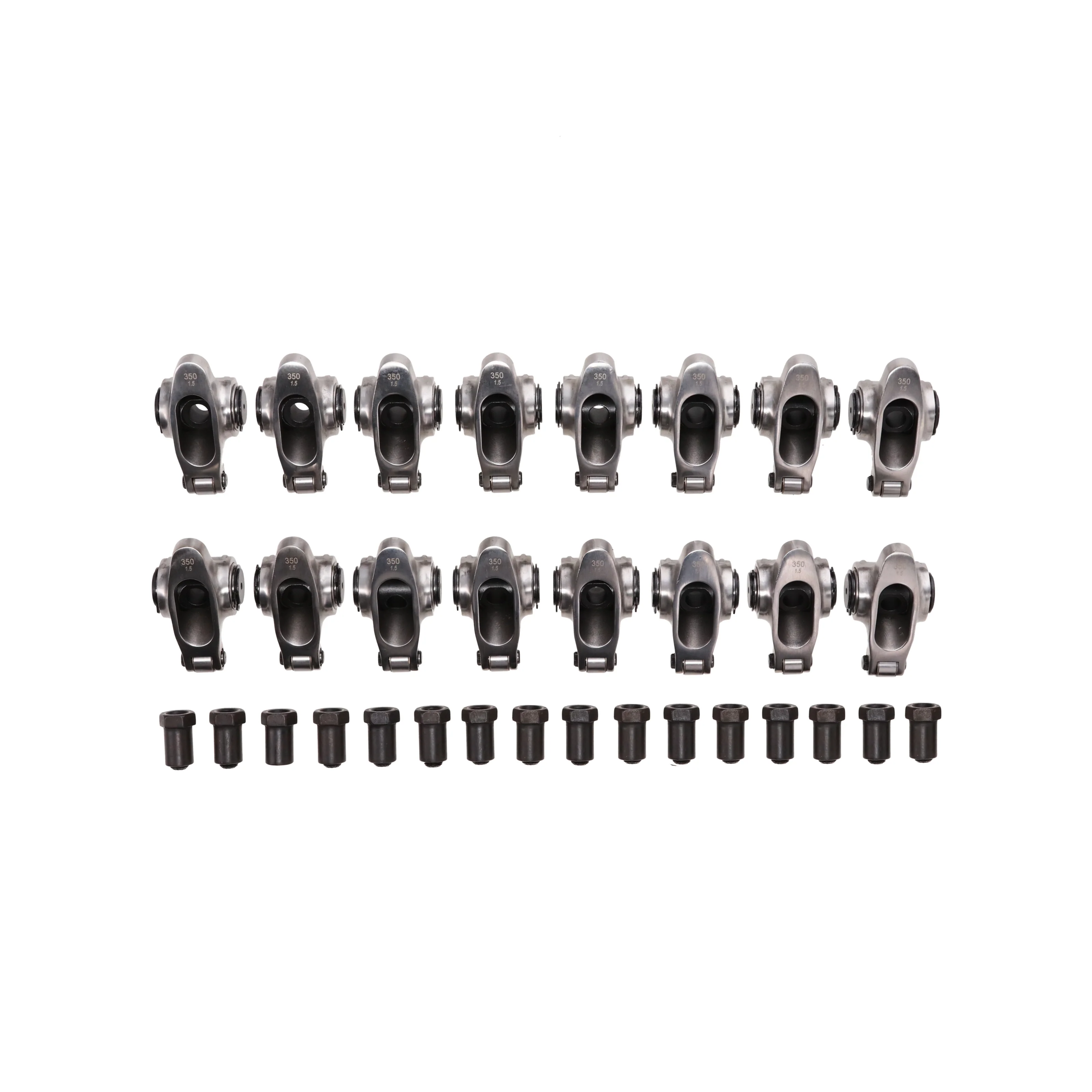 Small Block Chevy Pro Series Stainless Steel Rocker Arms, 1.5 Ratio, 3/8 in. Stud, Needle Bearing Tip - Image 2